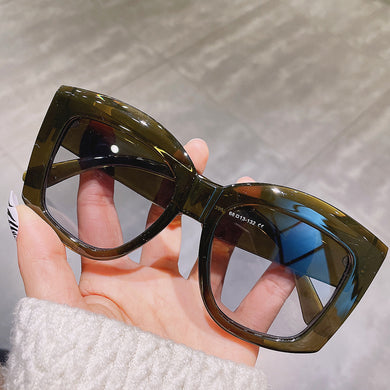 WHO CUTIE Trendy Square Green Oversized Sunglasses Women 2023 Retro Decor Acrylic Shade Eyewear Big Purple Men Sun Glasses UV400