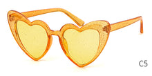 Load image into Gallery viewer, WHO CUTIE Women Sunglasses Vintage Brand Designer Red Heart Shape Pink Glitter Lens Funny Sun Glasses Girls Party Festival OM863