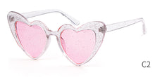Load image into Gallery viewer, WHO CUTIE Women Sunglasses Vintage Brand Designer Red Heart Shape Pink Glitter Lens Funny Sun Glasses Girls Party Festival OM863