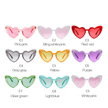 Load image into Gallery viewer, WHO CUTIE Women Sunglasses Vintage Brand Designer Red Heart Shape Pink Glitter Lens Funny Sun Glasses Girls Party Festival OM863