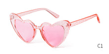 Load image into Gallery viewer, WHO CUTIE Women Sunglasses Vintage Brand Designer Red Heart Shape Pink Glitter Lens Funny Sun Glasses Girls Party Festival OM863