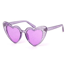 Load image into Gallery viewer, WHO CUTIE Women Sunglasses Vintage Brand Designer Red Heart Shape Pink Glitter Lens Funny Sun Glasses Girls Party Festival OM863