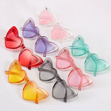 Load image into Gallery viewer, WHO CUTIE Women Sunglasses Vintage Brand Designer Red Heart Shape Pink Glitter Lens Funny Sun Glasses Girls Party Festival OM863
