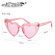 Load image into Gallery viewer, WHO CUTIE Women Sunglasses Vintage Brand Designer Red Heart Shape Pink Glitter Lens Funny Sun Glasses Girls Party Festival OM863