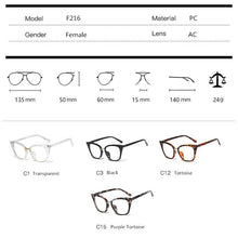 Load image into Gallery viewer, WIHODA Female Cat Eyes Precription Glasses Frame Women Black Eyeglass Optical Glass Frameme for Myopia Presbyopia Hyperopia F216