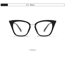 Load image into Gallery viewer, WIHODA Female Cat Eyes Precription Glasses Frame Women Black Eyeglass Optical Glass Frameme for Myopia Presbyopia Hyperopia F216