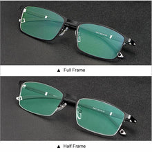 Load image into Gallery viewer, WIHODA  Men&#39;s Business Falf Glasses Frame, Square Metal Alloy Full Frame Optical TR90 Leg Glass Frames for Myopia FP9211