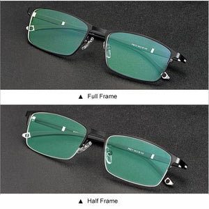 WIHODA  Men's Business Falf Glasses Frame, Square Metal Alloy Full Frame Optical TR90 Leg Glass Frames for Myopia FP9211