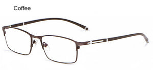 WIHODA  Men's Business Falf Glasses Frame, Square Metal Alloy Full Frame Optical TR90 Leg Glass Frames for Myopia FP9211