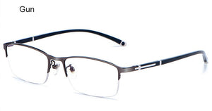 WIHODA  Men's Business Falf Glasses Frame, Square Metal Alloy Full Frame Optical TR90 Leg Glass Frames for Myopia FP9211