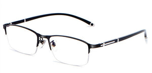 WIHODA  Men's Business Falf Glasses Frame, Square Metal Alloy Full Frame Optical TR90 Leg Glass Frames for Myopia FP9211