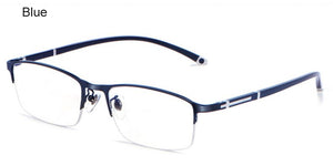 WIHODA  Men's Business Falf Glasses Frame, Square Metal Alloy Full Frame Optical TR90 Leg Glass Frames for Myopia FP9211
