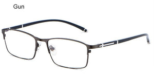 WIHODA  Men's Business Falf Glasses Frame, Square Metal Alloy Full Frame Optical TR90 Leg Glass Frames for Myopia FP9211