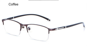 WIHODA  Men's Business Falf Glasses Frame, Square Metal Alloy Full Frame Optical TR90 Leg Glass Frames for Myopia FP9211