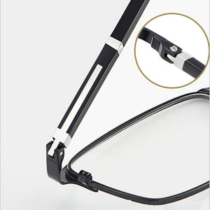WIHODA  Men's Business Falf Glasses Frame, Square Metal Alloy Full Frame Optical TR90 Leg Glass Frames for Myopia FP9211