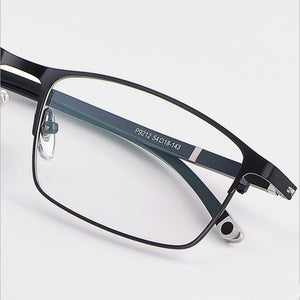 WIHODA  Men's Business Falf Glasses Frame, Square Metal Alloy Full Frame Optical TR90 Leg Glass Frames for Myopia FP9211