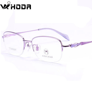 WIHODA Pure Titanium Half Frame Oval Lens Women's Glasses Frame, Glass Frames for Female Myopia & Hyperopia Prescription F80013