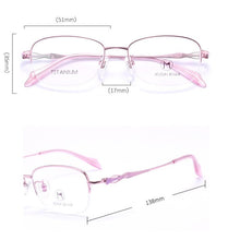 Load image into Gallery viewer, WIHODA Pure Titanium Half Frame Oval Lens Women&#39;s Glasses Frame, Glass Frames for Female Myopia &amp; Hyperopia Prescription F80013