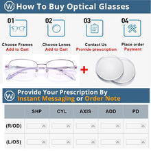 Load image into Gallery viewer, WIHODA Pure Titanium Half Frame Oval Lens Women&#39;s Glasses Frame, Glass Frames for Female Myopia &amp; Hyperopia Prescription F80013