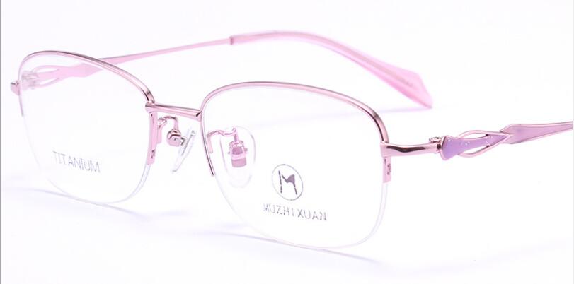 WIHODA Pure Titanium Half Frame Oval Lens Women's Glasses Frame, Glass Frames for Female Myopia & Hyperopia Prescription F80013