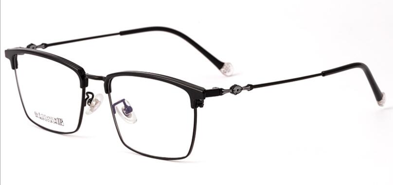 WIHODA Pure Titanium Men's Business Glasses Frames, Square Full Frame Metal Glass Frame for Myopia Prescription Eyeglasses F8629