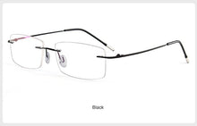 Carica l&#39;immagine nel visualizzatore di Gallery, WIHODA Pure Titanium Rimless Square Glasses Frame, Men Women Square Frameless Glass Frames for Prescription Myopia&amp; Hyperopia