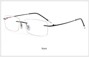 WIHODA Pure Titanium Rimless Square Glasses Frame, Men Women Square Frameless Glass Frames for Prescription Myopia& Hyperopia