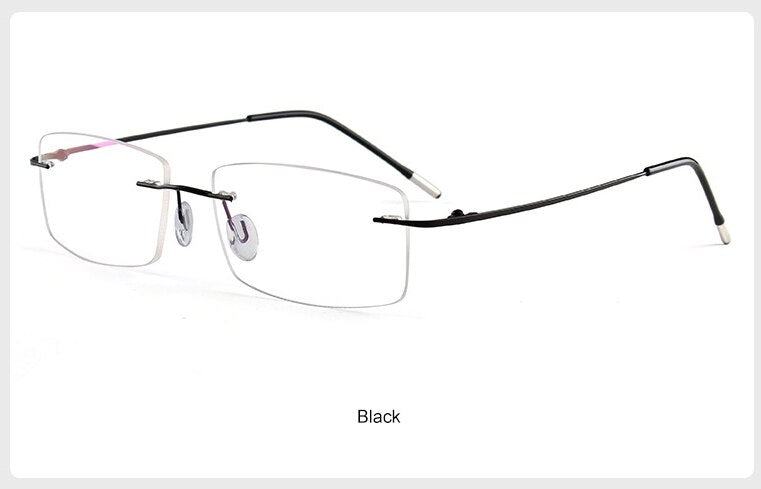 WIHODA Pure Titanium Rimless Square Glasses Frame, Men Women Square Frameless Glass Frames for Prescription Myopia& Hyperopia