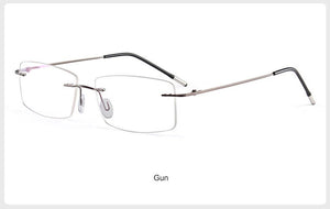 WIHODA Pure Titanium Rimless Square Glasses Frame, Men Women Square Frameless Glass Frames for Prescription Myopia& Hyperopia