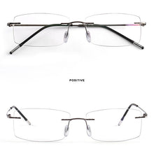 Carica l&#39;immagine nel visualizzatore di Gallery, WIHODA Pure Titanium Rimless Square Glasses Frame, Men Women Square Frameless Glass Frames for Prescription Myopia&amp; Hyperopia