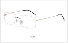 Carica l&#39;immagine nel visualizzatore di Gallery, WIHODA Pure Titanium Rimless Square Glasses Frame, Men Women Square Frameless Glass Frames for Prescription Myopia&amp; Hyperopia