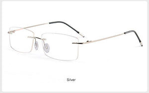 WIHODA Pure Titanium Rimless Square Glasses Frame, Men Women Square Frameless Glass Frames for Prescription Myopia& Hyperopia