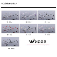 Carica l&#39;immagine nel visualizzatore di Gallery, WIHODA Titanium Alloy Rimless Glass Frame for Myopia Hyperopia Prescription Glasses Frames ,Men&amp;Women Frameless Eyeglasses F866