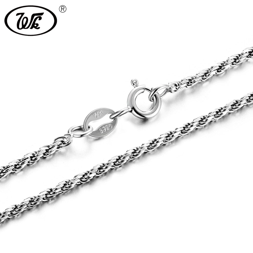 1.2mm 1.4MM 1.6mm 16 18 20 24 Inch 925 Silver Rope Chain Necklace For Pendant Jewelry Men Women 925 Chain Silver Long NA055