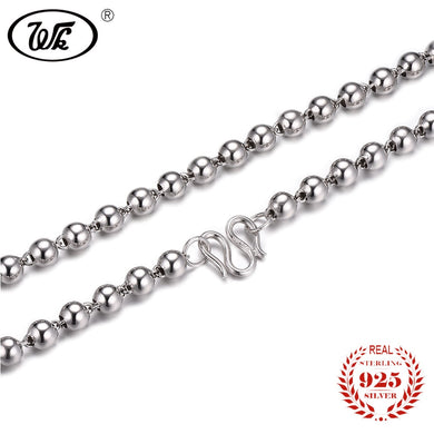 100% Pure 925 Sterling Silver Bead Ball Necklace Chain Men Women Vintage Fashion Rosary Necklaces Jewellery 18 20 OW NM010