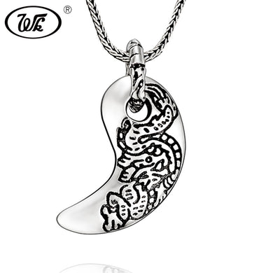 Antico 925 tailandese argento dente di lupo ciondolo collana punk mezzaluna gioielli per uomo donna regalo 20 pollici catena a coda di volpe W4 NZ062 