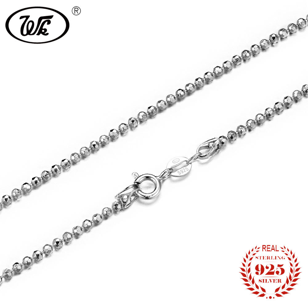 Casual Men Women Beads Necklace 925 Sterling Silver Solid Unique Girls Boys Mens DIY Chain Necklaces Jewelry Fashion OW NM015