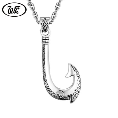 Genuino argento sterling 925 5 mm lungo grande grande gancio pendente collana donna uomo vintage S925 gioielli in argento tailandese 4 W NZ059 