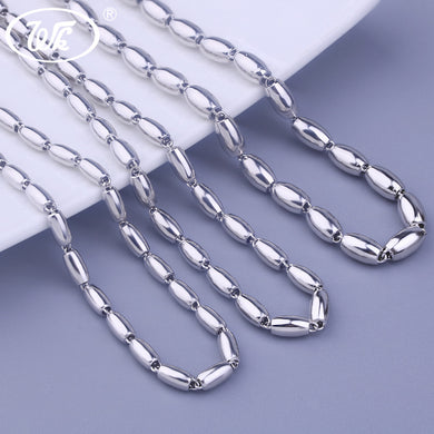 Collana con perline ovali polacche alte Catena in argento sterling 925 Uomo Donna Ragazzi Ragazze Catene Hiphop con palla spessa 3MM 4MM 5MM W2 NM018 