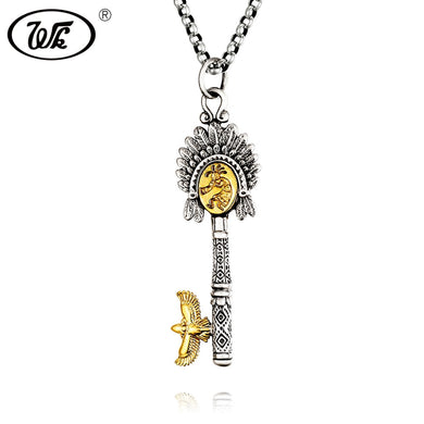 Collana con chiave etnica di design capo indiano in argento sterling 925 con chiavi vintage pendenti con collane gioielli tailandesi per le donne 4W NZ068 