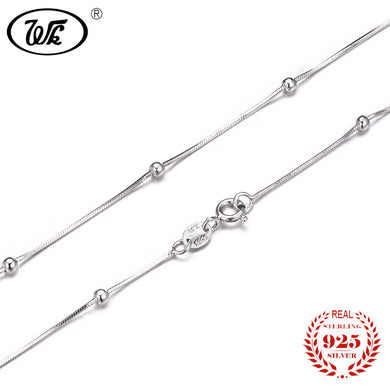 NEW 2018 925 Sterling Silver Ball Chain Necklace 16 18 20 Inch Long Snake Chain Beads Necklace For Women Girls Gift W1 NA015