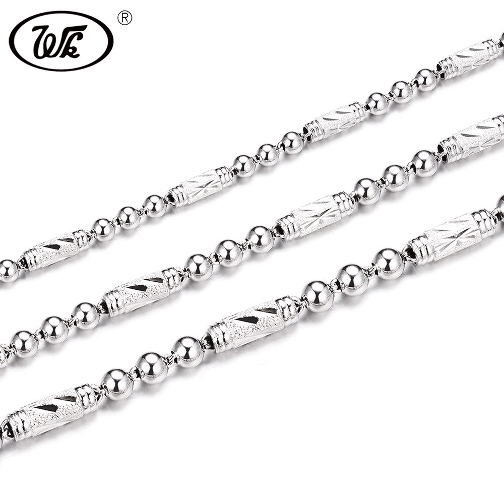 NEW 3MM 4MM 5MM 6MM Long Thick 925 Sterling Silver Men Chain Necklace Jewelry Boys Ball Bead Chains 18 20 22 24 Inch W3 NM014