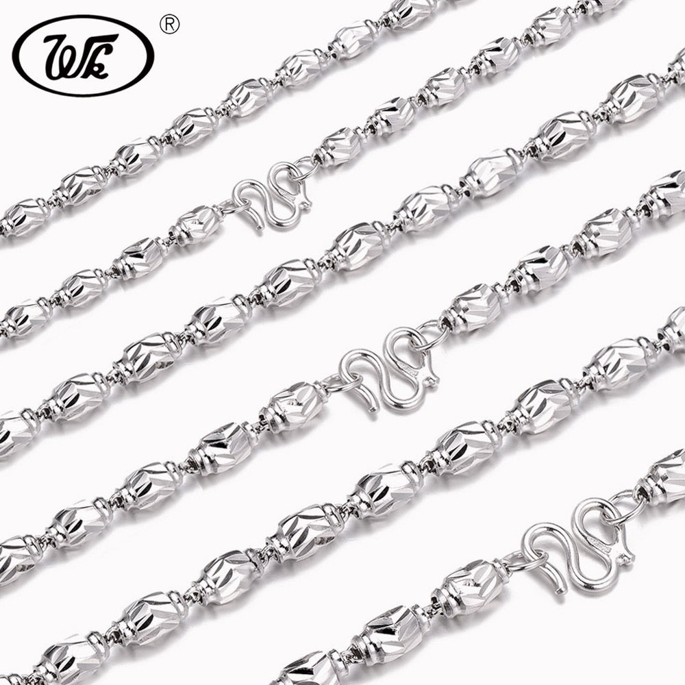 NEW 4MM 5MM 6MM Thick Carving Olives Beads Necklace Male Mens Chain Real 925 Sterling Silver Necklaces 18 22 24 Inch W3 NM011