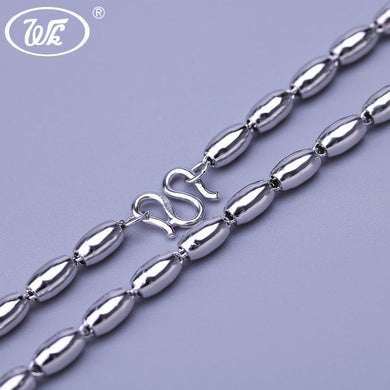 NEW 925 Sterling Silver Necklace Male Men Boy Long Thick Oval Ball Beads Necklaces Jewelry Chains Collar 3MM 4MM 5MM OW NM018