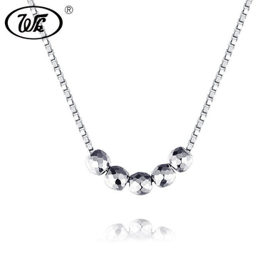Real Pure 925 Sterling Silver Beads Necklace Women Ladies Solid S925 Ball Bead Pendant Necklaces Beaded Dropshipping Z4 NB048