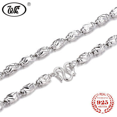 Real Sterling Silver 925 Long Chain Necklace Men 4mm 5mm 6mm Thick Olives Bead Necklaces 45 50 55CM Mens Jewelry NEW W2 NM011