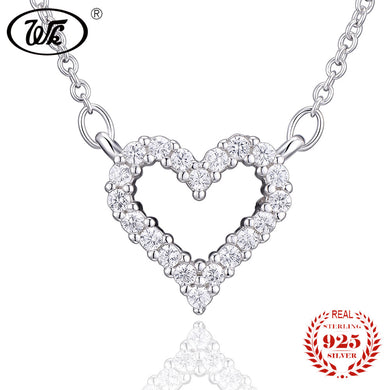 Collana cuore stile semplice donna 2018 Trend zircone cavo amore collane con ciondolo gioielli in argento sterling 925 NUOVO W8 NB024 