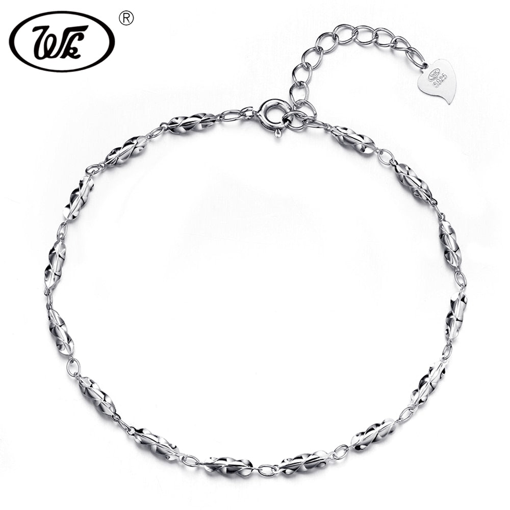 Solid Pure Real 925 Sterling Silver Twisted Link Bracelet Femme Womens Ladies Daily Jewellery Bracelets For Women OW BA022
