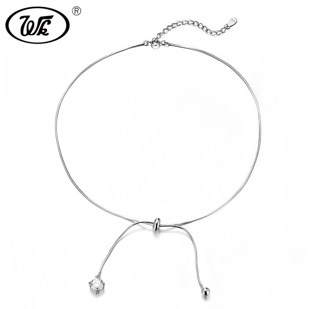 Trending Chocker Collana girocollo in argento sterling 925 a catena corta con collane girocolli in cristallo con sfera a goccia per donna W4 NB092 