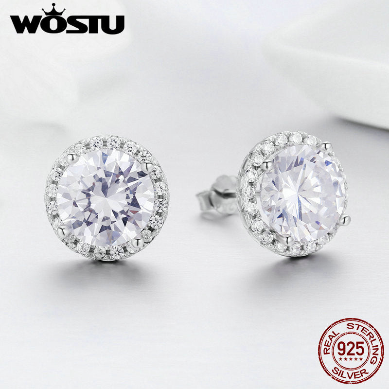 925 Sterling Silver 4 Carat Round Cut CZ Stud Earrings for Women Halo Bridal Bridesmaid Wedding Jewelry Gift FIE358